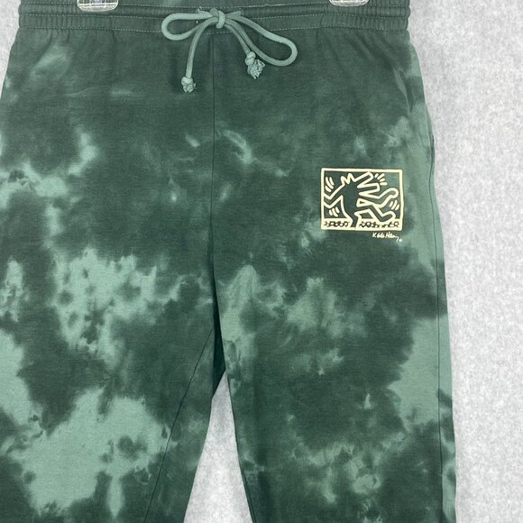 KEITH HARING Joggers Sweat Pants Mens Medium Tie Dye green Dancing Dog Pop Art - Picture 4 of 10